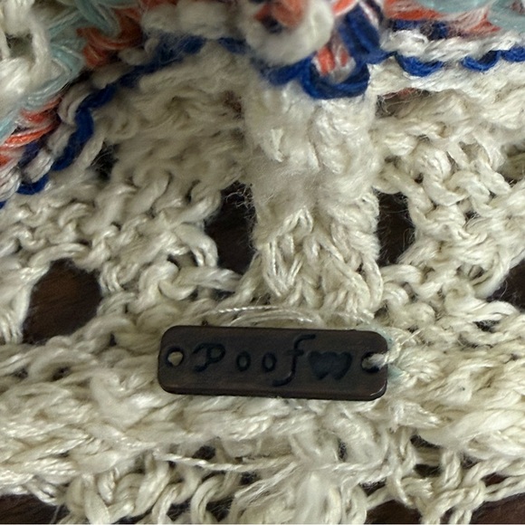 Poof! by Free People Open Knit Fringe Sweater Cream Boho Festival Beach Cover - Picture 9 of 10